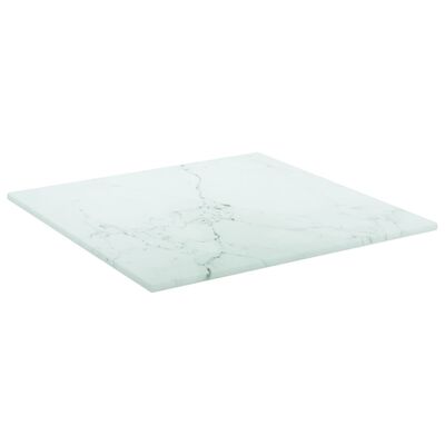 vidaXL Dessus de table blanc 30x30 cm 6 mm verre trempé design marbre