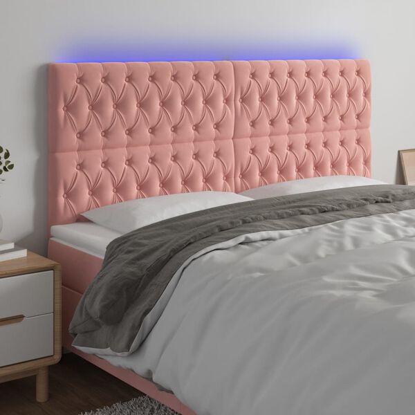 vidaXL T&ecirc;te de lit &agrave; LED Rose 180x7x118/128 cm Velours