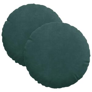 vidaXL Coussins de si&egrave;ge 2 pc Velours Vert fonc&eacute; &Oslash;30 x 13 cm