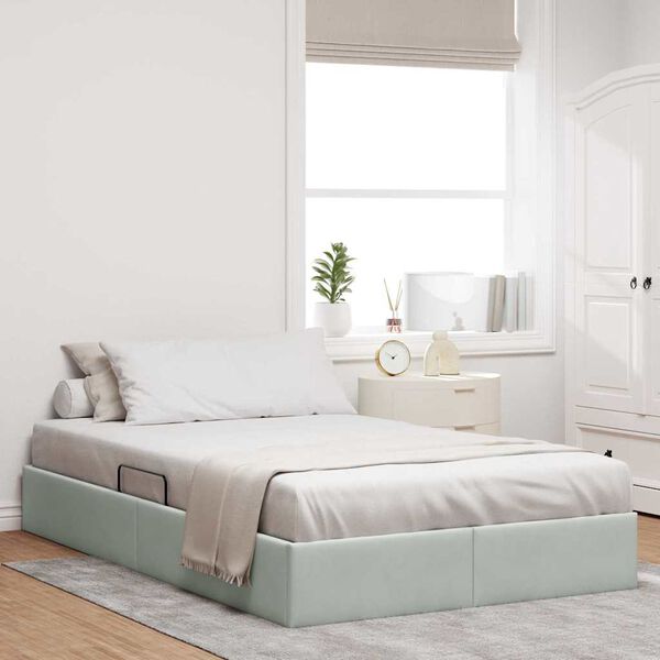 vidaXL Lit de Rangement avec matelas Gris clair 120 x 200 cm Velours