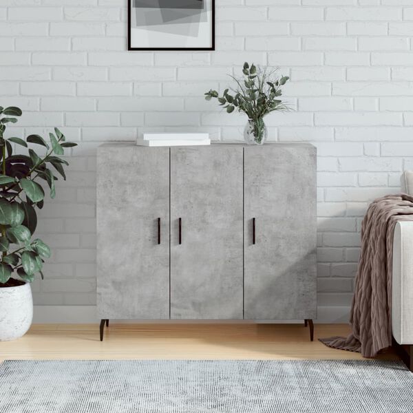 vidaXL Buffet gris b&eacute;ton 90x34x80 cm bois d'ing&eacute;nierie