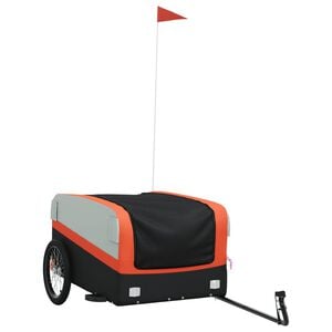 vidaXL Remorque de v&eacute;lo noir et orange 45 kg fer