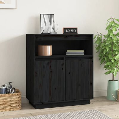 vidaXL Buffet Noir 70x34x80 cm Bois massif de pin