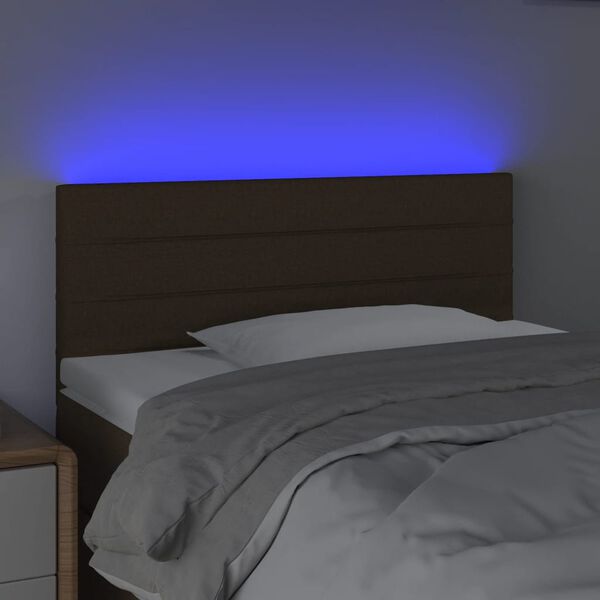 vidaXL T&ecirc;te de lit &agrave; LED Marron Fonc&eacute; 80x5x78/88 cm Tissu