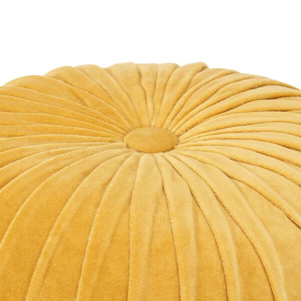 vidaXL Pouf Velours de coton Design de sarrau 40 x 30 cm Jaune
