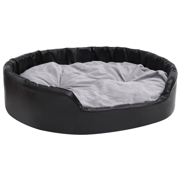 vidaXL Lit chiens Noir et gris 99x89x21 cm Peluche et similicuir
