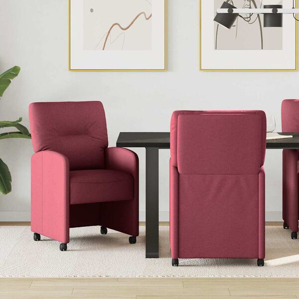 vidaXL Chaises de Salle &agrave; Manger avec Roues 2 pcs Bordeaux
