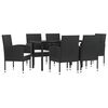 vidaXL Ensemble &agrave; manger de jardin 7 pcs noir r&eacute;sine tress&eacute;e et acier