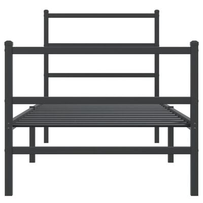 vidaXL Cadre de lit métal sans matelas avec pied de lit noir 75x190 cm