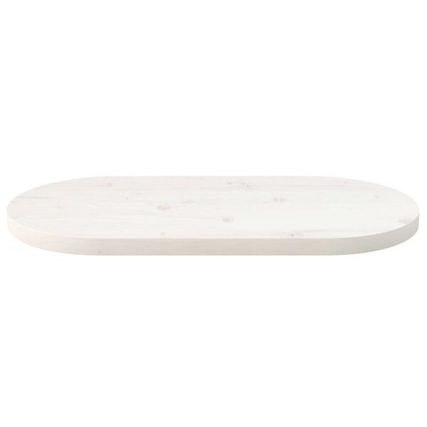 vidaXL Dessus de table blanc 60x30x2,5 cm bois de pin massif ovale