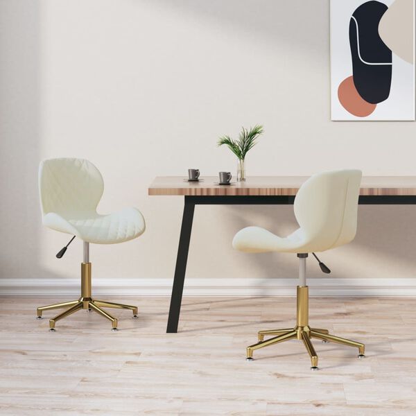 vidaXL Chaises pivotantes &agrave; manger lot de 2 cr&egrave;me velours