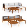 vidaXL Salon de jardin 5 pi&egrave;ces avec coussins, bois d'acacia cr&egrave;me et corde