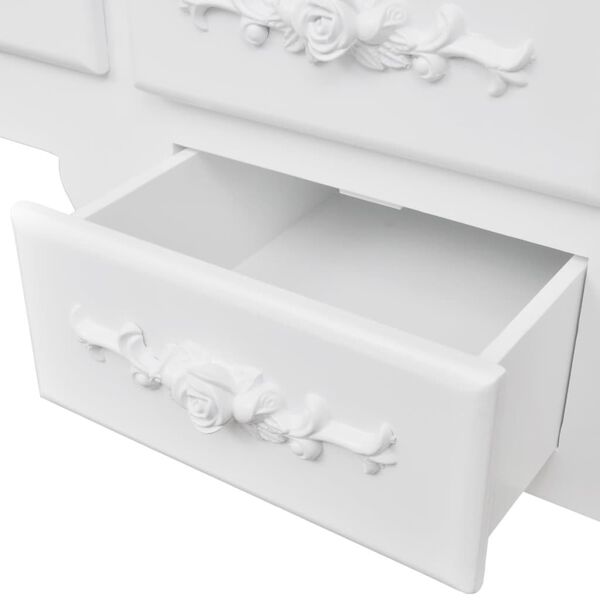 vidaXL Coiffeuse avec tabouret et 3 miroirs Blanc