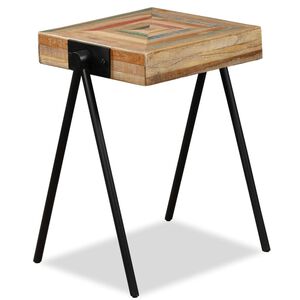vidaXL Table d'appoint Teck massif de r&eacute;cup&eacute;ration