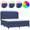 vidaXL Sommier &agrave; lattes de lit matelas et LED Bleu 180x200 cm Tissu