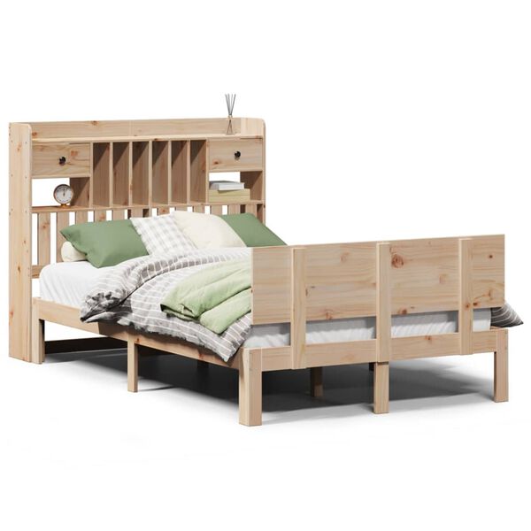 vidaXL Lit biblioth&egrave;que sans matelas 135x190 cm bois de pin massif