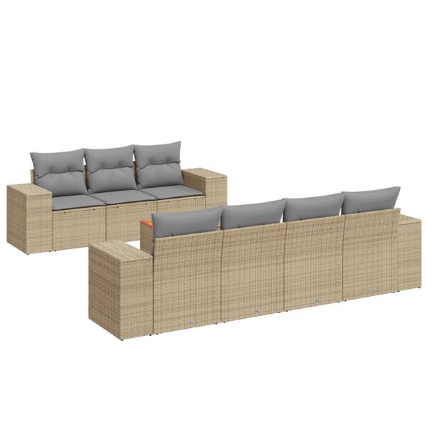 vidaXL Salon de jardin avec coussins 8 pcs beige r&eacute;sine tress&eacute;e