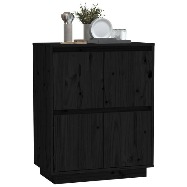 vidaXL Buffet Noir 60x34x75 cm Bois massif de pin