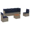 vidaXL Salon de jardin 7 pcs avec coussins gris r&eacute;sine tress&eacute;e