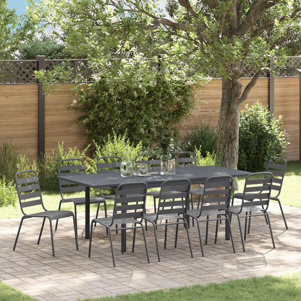vidaXL Ensemble de salle &agrave; manger pour jardin 11 pcs Anthracite