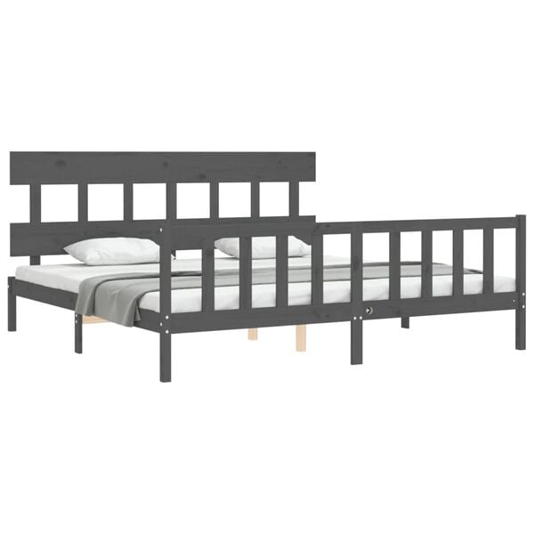 vidaXL Cadre de lit sans matelas gris 200x200 cm bois massif de pin