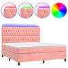 vidaXL Sommier &agrave; lattes de lit matelas et LED Rose 160x200 cm Velours