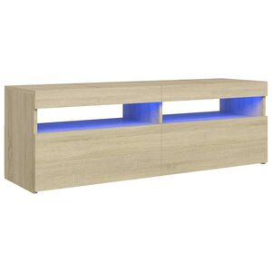 vidaXL Meuble TV avec lumi&egrave;res LED ch&ecirc;ne sonoma 120x35x40 cm