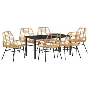 vidaXL Ensemble de salle &agrave; manger pour jardin 7 pcs Marron polyrotin