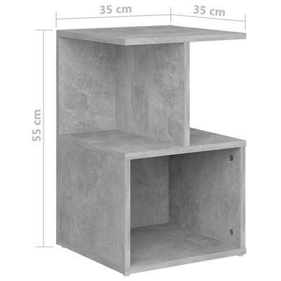 vidaXL Table de chevet gris béton 35x35x55 cm bois d'ingénierie