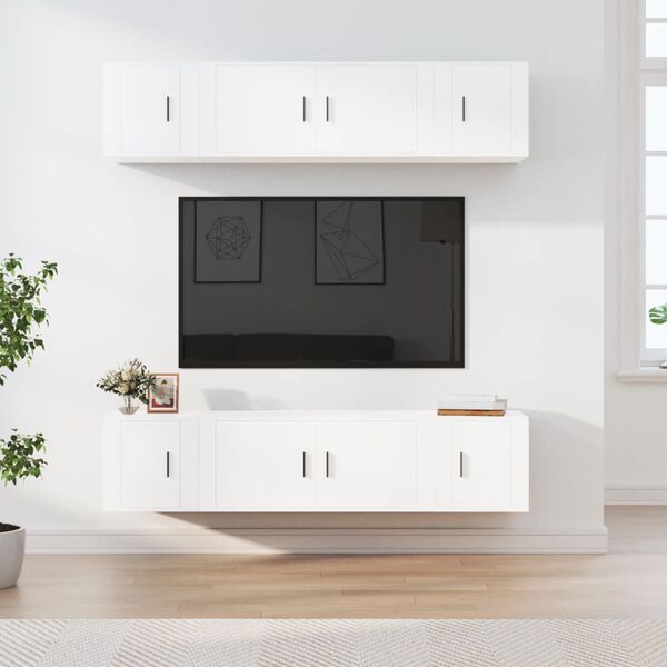 vidaXL Ensemble de meubles TV 6 pcs Blanc Bois d'ing&eacute;nierie