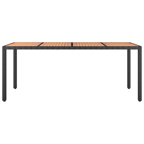 vidaXL Table de jardin plateau en bois Noir R&eacute;sine tress&eacute;e bois massif