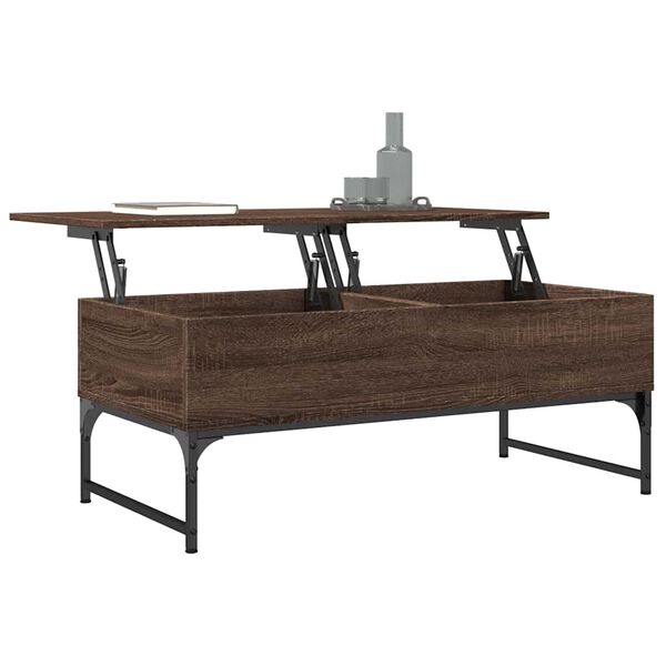 vidaXL Table basse chêne marron 100x50x40cm bois d'ingénierie et métal