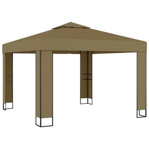 vidaXL Belv&eacute;d&egrave;re avec double toit 3x3x2,7 m Taupe 180 g/m&sup2;