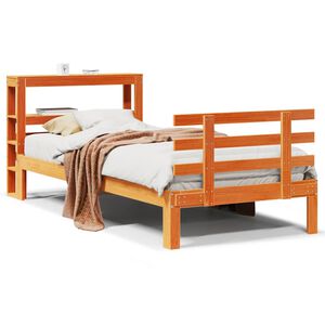 vidaXL Cadre de lit et t&ecirc;te de lit sans matelas cire marron 100x200 cm