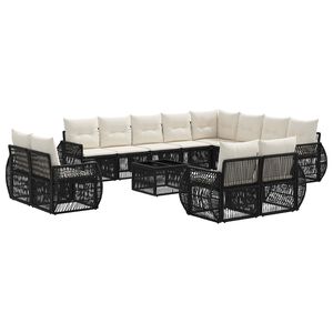 vidaXL Ensemble de canap&eacute; de jardin 13 pc Noir et blanc cr&egrave;me