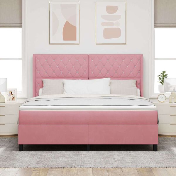 vidaXL Lit &agrave; ressorts avec matelas Rose 180 x 200 cm Velours