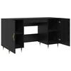 vidaXL Bureau avec porte Ch&ecirc;ne noir 140 x 50 x 75 cm Bois d'ing&eacute;nierie