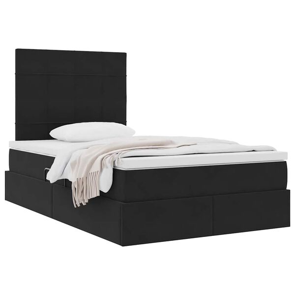 vidaXL Lit avec rangement et matelas Noir 120 x 200 cm Velours