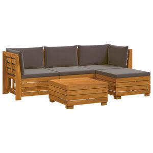 vidaXL 5 pc Ensemble de canap&eacute;s d'ext&eacute;rieur Bois d'Acacia Massif
