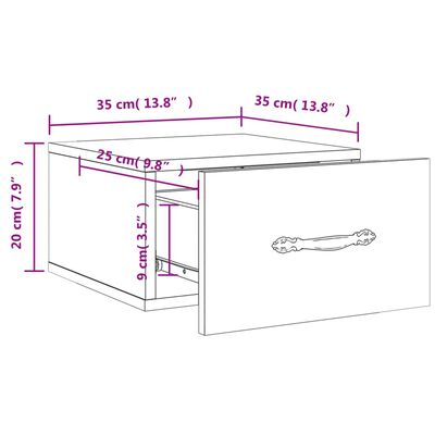 vidaXL Tables de chevet murales 2 pcs gris béton 35x35x20 cm