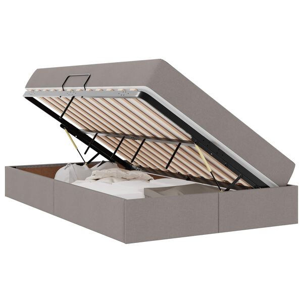 vidaXL Lit avec rangement et matelas Taupe 120 x 190 cm Polyester