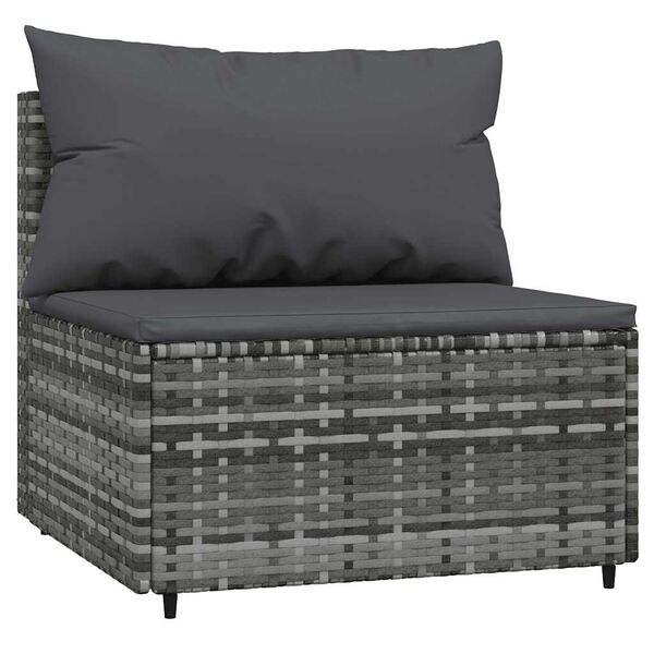 vidaXL Canapés centraux de jardin et coussins 2pcs Gris Résine tressée
