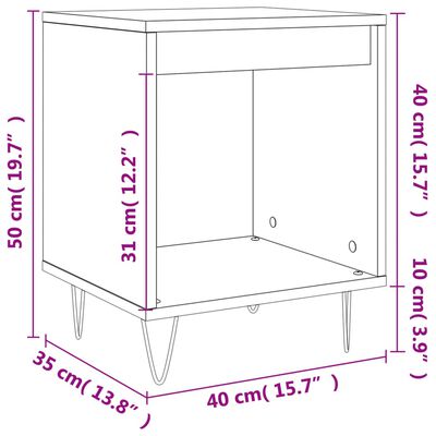 vidaXL Table de chevet chêne sonoma 40x35x50 cm bois d’ingénierie