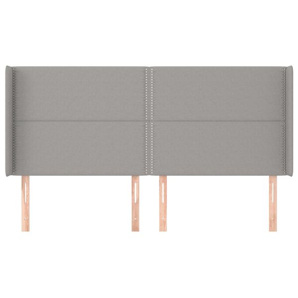vidaXL T&ecirc;te de lit avec oreilles Gris clair 203x16x118/128 cm Tissu