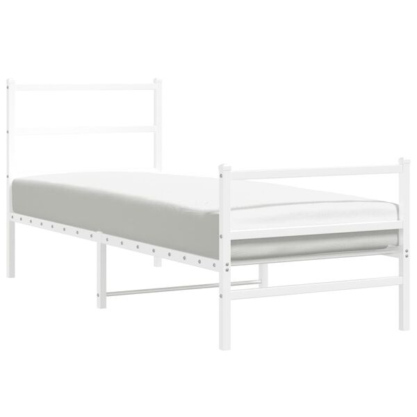 vidaXL Cadre de lit métal sans matelas avec pied de lit blanc 80x200cm