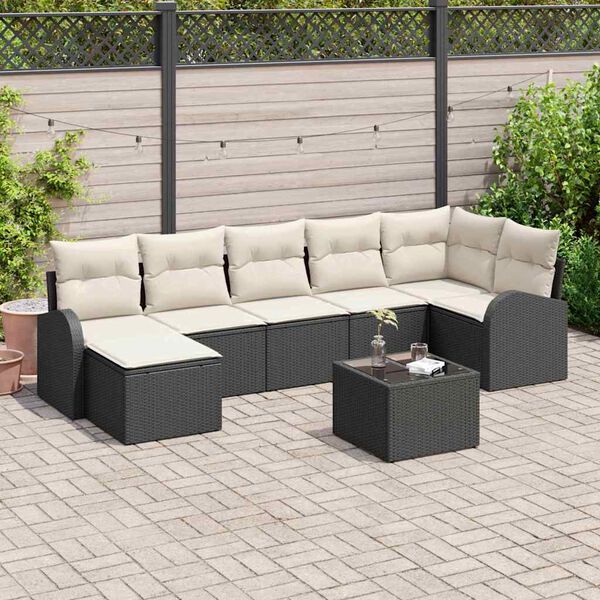 vidaXL Ensemble de canap&eacute; de jardin 8 pcs Noir Poly rotin