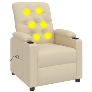 vidaXL Fauteuil de massage Cr&egrave;me Tissu