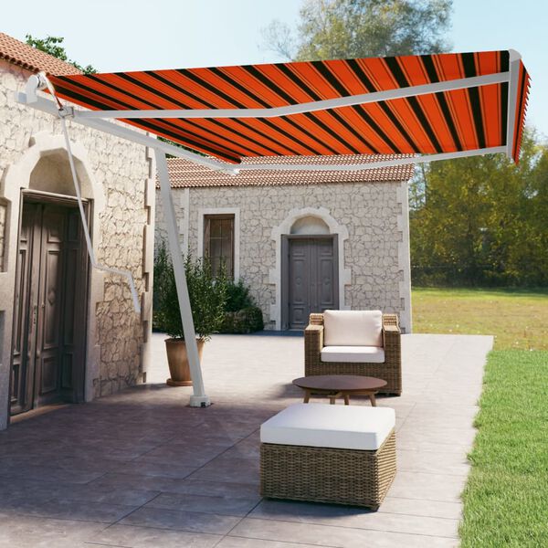 vidaXL Auvent automatique sur pied 450x350 cm Orange/marron