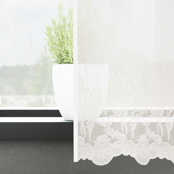 vidaXL Rideau en Dentelle Floral Blanc 140 x 400 cm Polyester