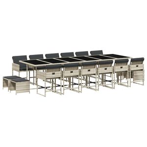 vidaXL Ensemble &agrave; manger de jardin et coussins 17 pcs gris clair rotin